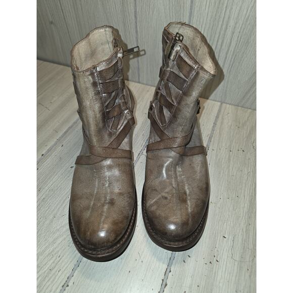 Freebird Sammie Ankle Boots Brown Leather Side Zip Womens Size 9 Boho Fall - Picture 11 of 11